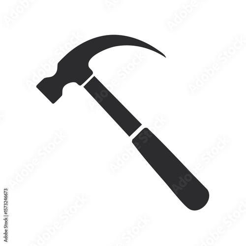 Simple Hammer Icon Tool, Woodworking Hand Tool, Repair Work and Carpentry Equipment Illustration