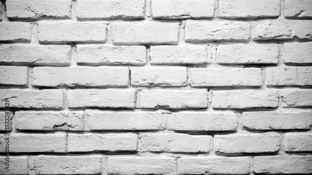 Obraz premium Whitewashed brick wall, evenly lit, showcasing texture and pattern