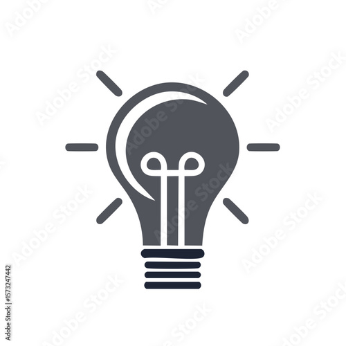 Abstract Light Bulb Glowing Idea Creative Thinking Concept with Rays of Light on White
