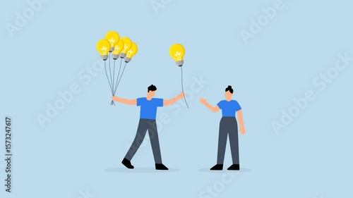 Wallpaper Mural 4k animation of businessman giving lightbulb idea to young employee. Torontodigital.ca