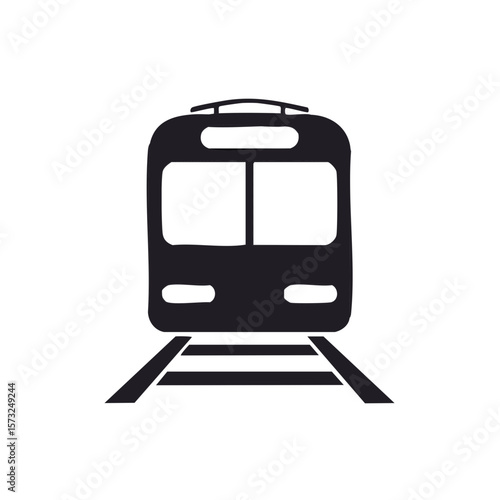 Front View of a Train on the Railway Line Symbolizing Transportation and Modern Technology