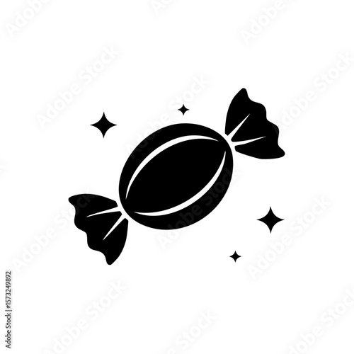 Candy with wrapper isolated on white, sweet treat with sparkles, sugary snack, confectionery delight, flat icon design element