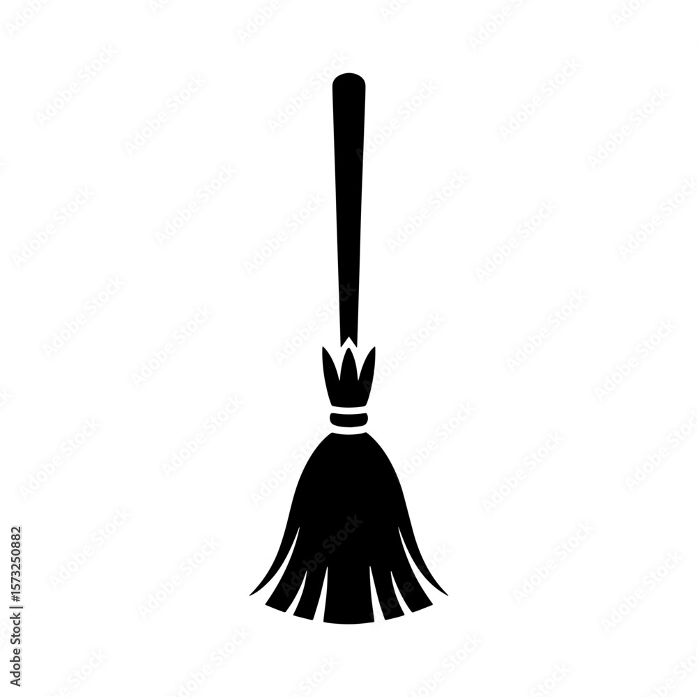 Broomstick Halloween black silhouette vector, spooky simple silhouette design icon on white background, Halloween clipart illustration Broomstick Halloween black silhouette vector, spooky simple silhouette design icon on white background, Halloween clipart illustration