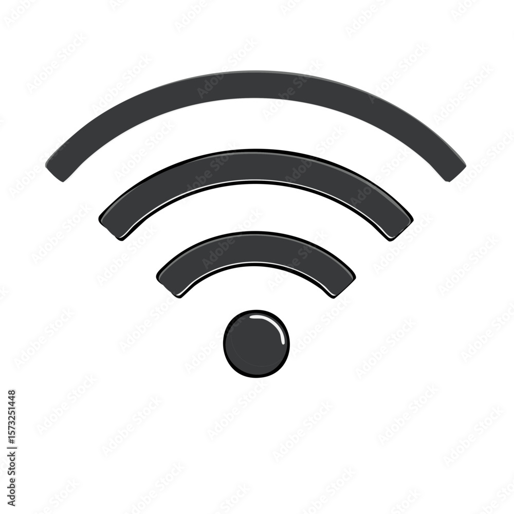 Wireless Internet Signal Icon Three Arcs and Circle Symbol Wireless Internet Signal Icon Three Arcs and Circle Symbol