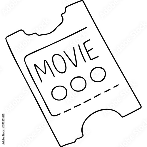 Torn movie ticket stub with blank spaces for details  