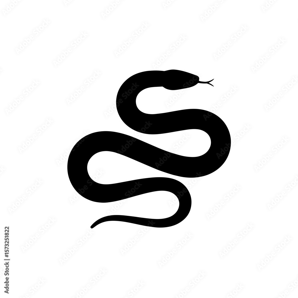 Fototapeta premium snake black silhouette vector, Simple silhouette Design vector icon with white background. Halloween clipart illustration