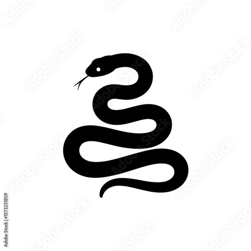 Wallpaper Mural snake black silhouette vector, Simple silhouette Design vector icon with white background. Halloween clipart illustration Torontodigital.ca
