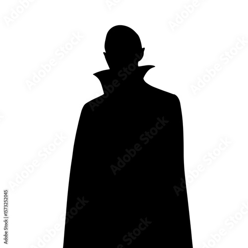 vampire Halloween black silhouette vector, spooky simple silhouette design icon on white background, Halloween clipart illustration