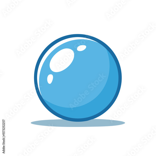 Simple Blue Cartoon Bubble or Orb Illustration Graphic With Shadow on White Background