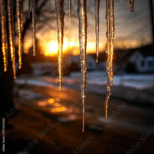 Wallpaper Mural Icicles glimmering in golden sunset light Torontodigital.ca