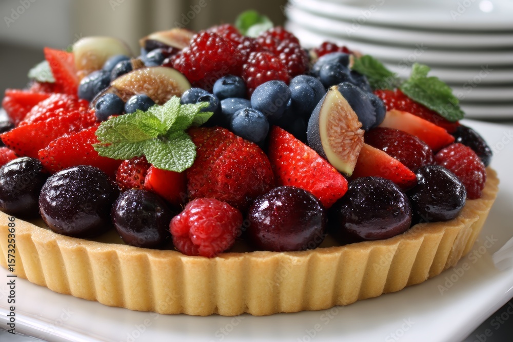 Fruit tart with glazed berries. Fruit tart with glazed berries.