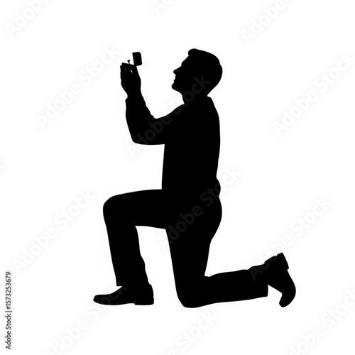 Proposal Silhouette - Man on Knee with Ring Box