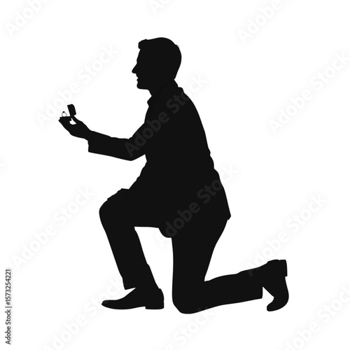 Silhouette of Man Proposing with Ring