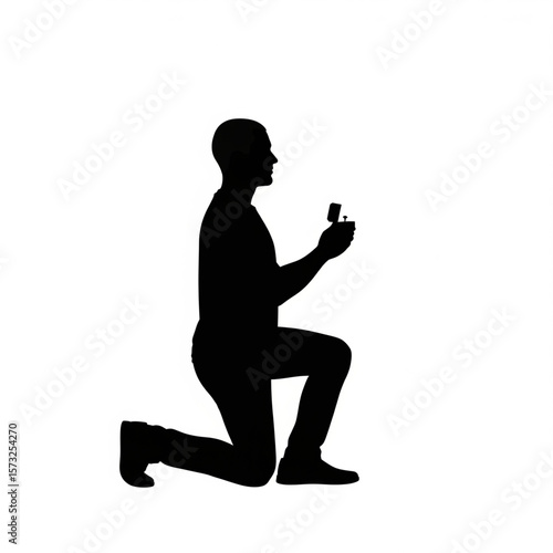 Marriage Proposal Silhouette: Man on One Knee