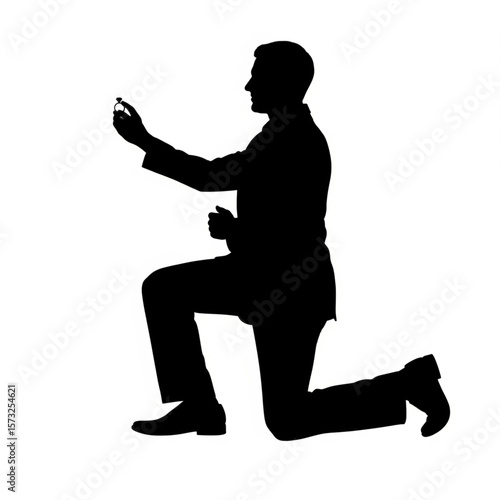 Silhouette of a Man Proposing