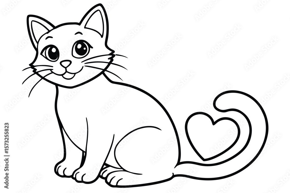 Obraz premium pretty, kitty, sitting, smiling, watching on you, with heart, kissing
