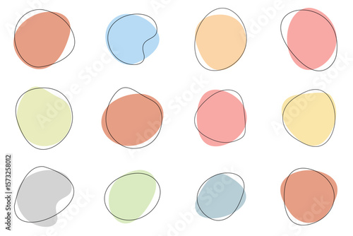 Random blob circles silhouette icon set. An arrangement of black organic shapes. Isolated on a white background.