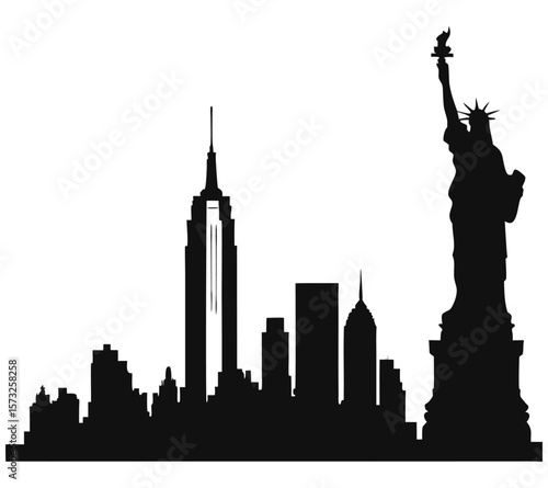 silhouette of New York city skyline New York skyline silhouette vector of famous places silhouette of the city of New york, the famous city of america