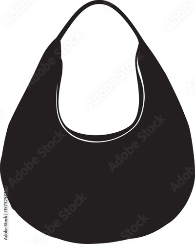 Black and White Silhouette of Crescent-Shaped Hobo Bag Vector Illustration, vector illustration of a black and white paint brush