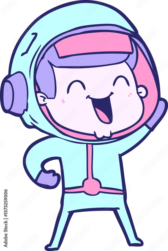 Obraz premium happy cartoon astronaut in bright neon color