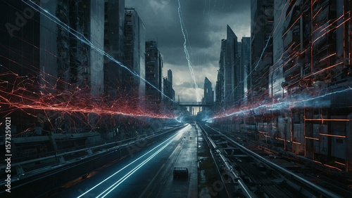 Digital cyberattack simulation on futuristic infrastructure