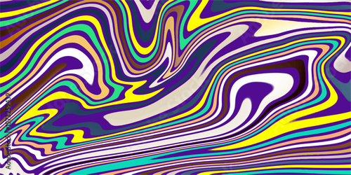 Abstract colorful swirling pattern with vibrant colors and dynamic liquid textures Abstract linear distorted pattern. Retro hippie colorful background with wavy psychedelic texture
