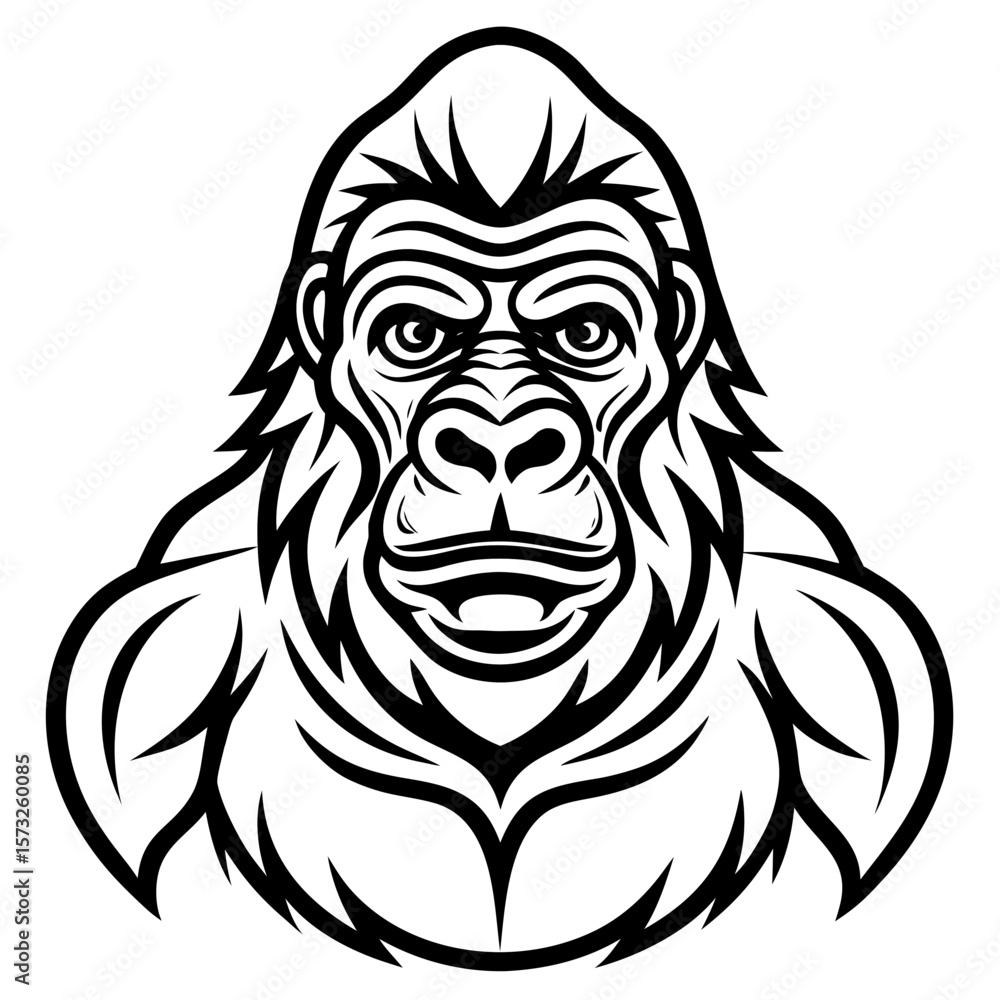 Obraz premium Powerful gorilla head tattoo design with tribal elements