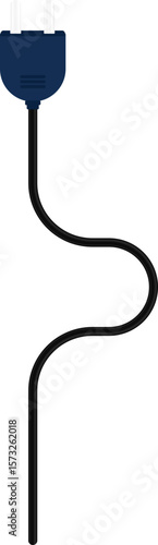 Path with a socket plug connector at the end, showing a straight line in the wave shape in the wire.