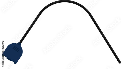 Curve line path with a socket plug connector, changing direction along the wire.