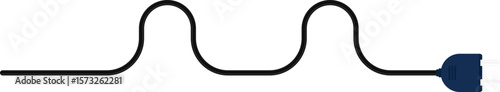 Curve path with two waves and a socket plug connector at the end of the wire, forming a dual wave shape.