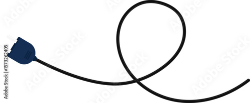 Curved path with a single loop and a socket plug connector at the end of the wire.
