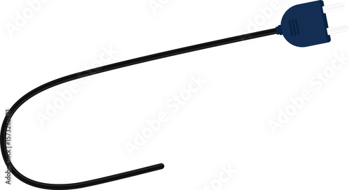 Curved path with a socket plug connector at the end, changing direction in the wire.