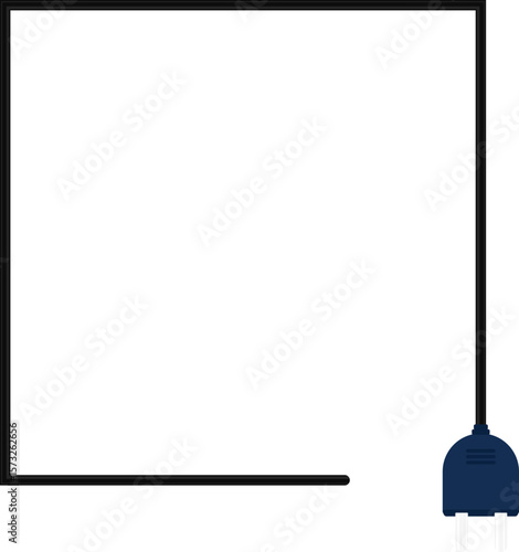 Path with a socket plug connector at the end, showing a simple geometric square shape in the wire design.