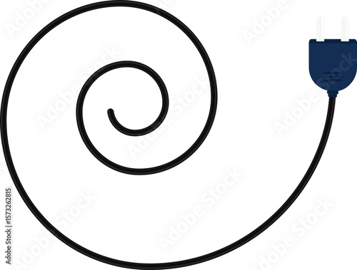Path with a socket plug connector at the end, forming a spiral shape in the wire design.