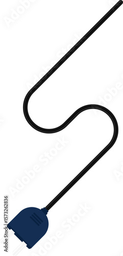 Path with a socket plug connector at the end, showing a distinct S-shaped curve in the wire.