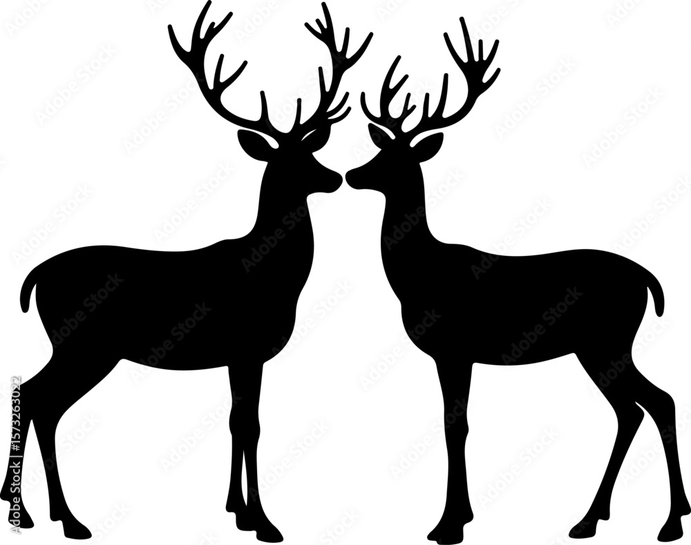 Fototapeta premium Silhouettes of Two Deer with Antlers