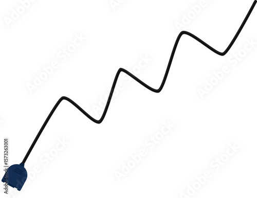 Path with a socket plug connector at the end, forming a zigzag shape with rounded edges in the wire.
