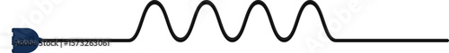 Path with a socket plug connector at the end, showing a curved wire following a straight path.