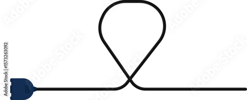 Path with a socket plug connector at the end, showing a loop design in the wire.