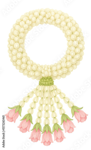 Watercolor Thai Jasmine Garland