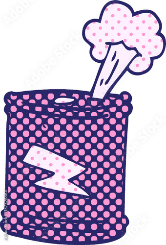 cartoon doodle fizzy drinks can in bright neon color