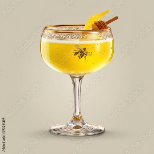 Vibrant yellow drink with honey and lemon