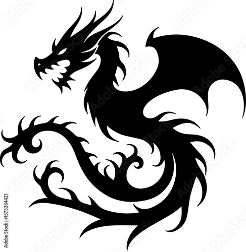 Wallpaper Mural Tribal Dragon & Flame Totem Tattoo Design Set  Vector Torontodigital.ca
