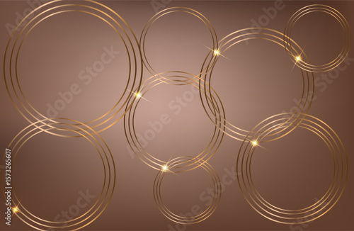 Premium background design with mocha mousse line pattern (texture) in luxury pastel color. Abstract horizontal vector template for business banner.dark brown background with golden brown circles. 