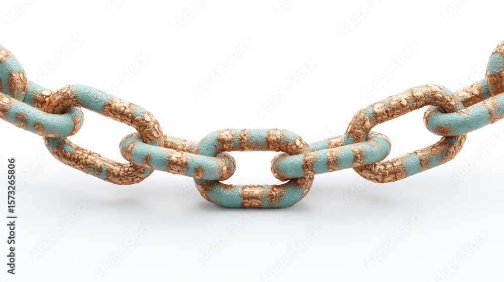 Fototapeta premium Antique Chain Link: Strength, Connection, Vintage Design, Turquoise