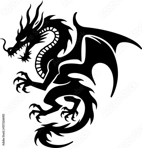 Wallpaper Mural Tribal Dragon & Flame Totem Tattoo Design Set  Vector Torontodigital.ca