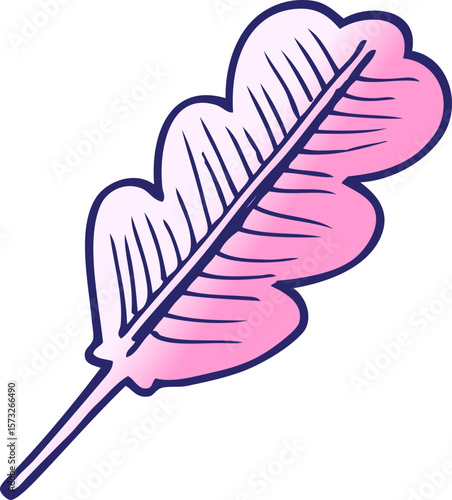 cartoon doodle of a fallen leaf in bright neon color