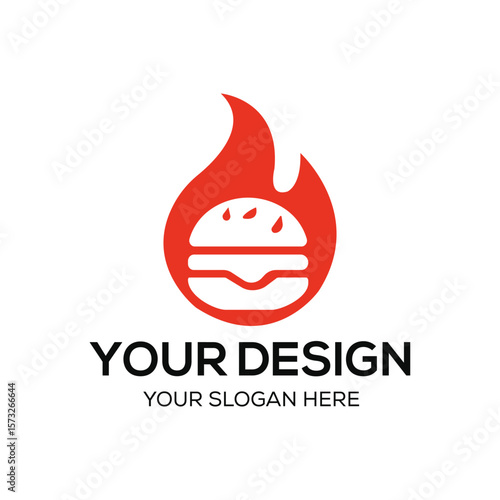 Burger and Flame Icon with white background