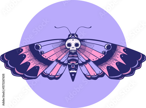 deaths head moth design in bright neon color