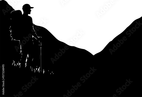 Mountain Tree  Biker on Forest Trail Silhouette" vector bundle
